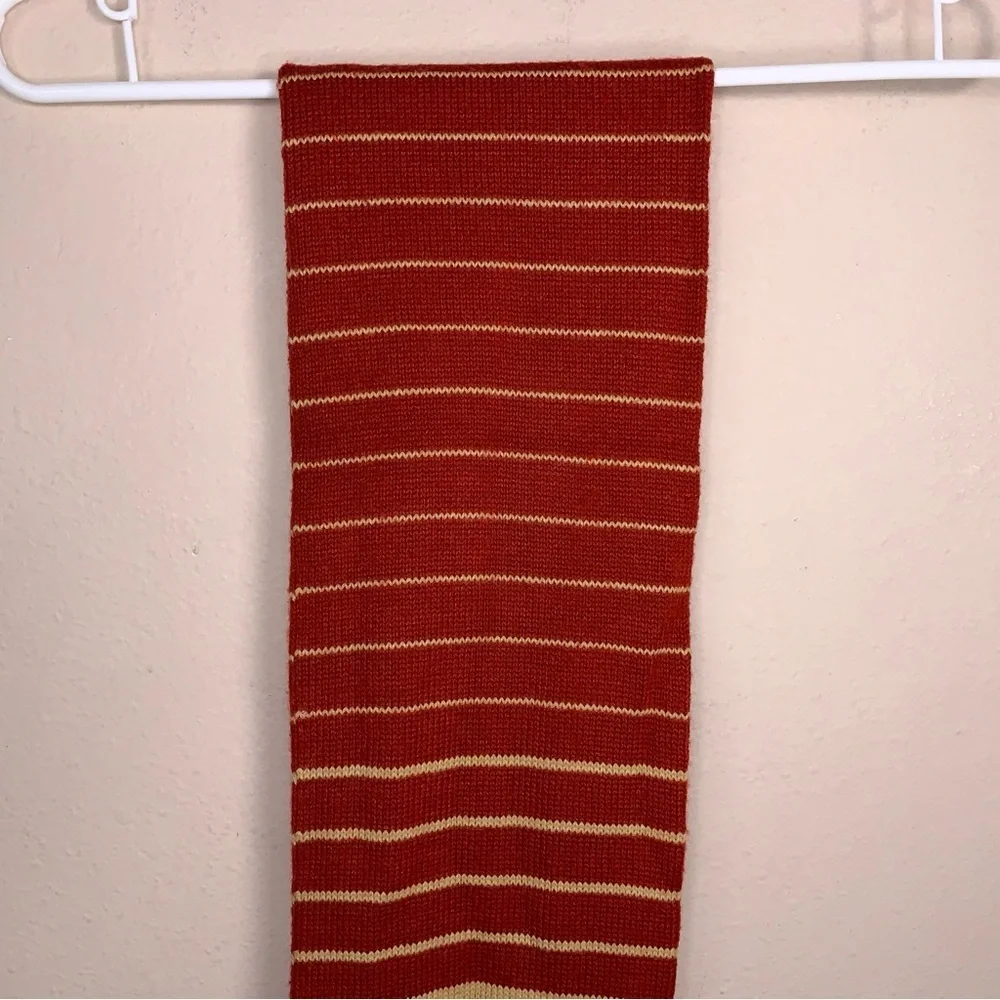 Y2K Echo Soft Knit Burgundy Red Beige Striped Scarf Adult Unisex